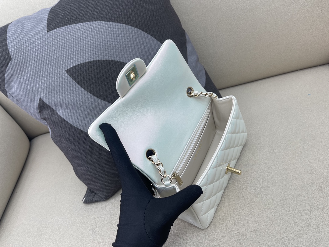 Small Classic Flap Lambskin Bag A01116 Light Sky/Silver